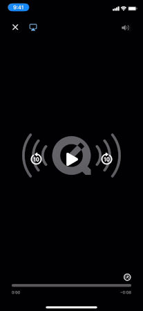 iOS displays an audio play screen.