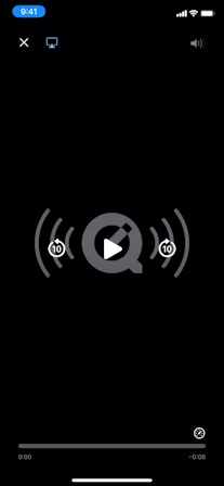 iOS displays an audio play screen.