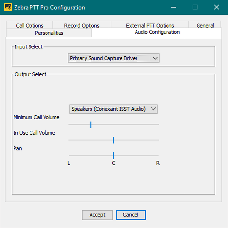 Select the input and output devices for PTT calls in the PTT Pro PC Client