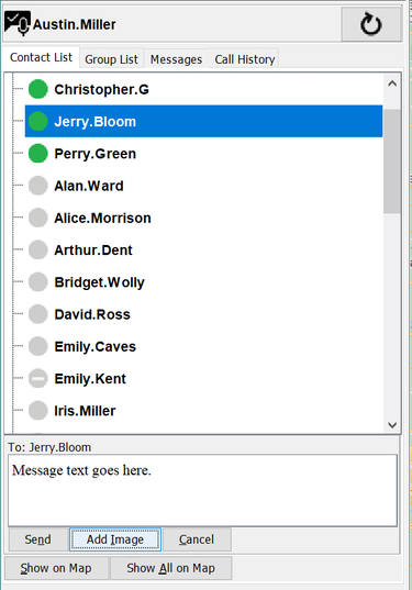 Message field at the bottom of the Contact List tab in the PTT Pro PC Client