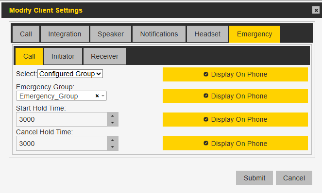 Emergency Call Settngs
