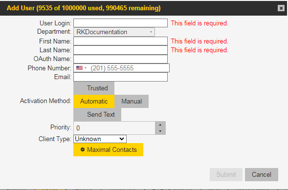 PTT Pro Portal Add User to a department.