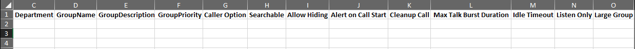 Enter the fields in the add groups template to create new groups in the department.