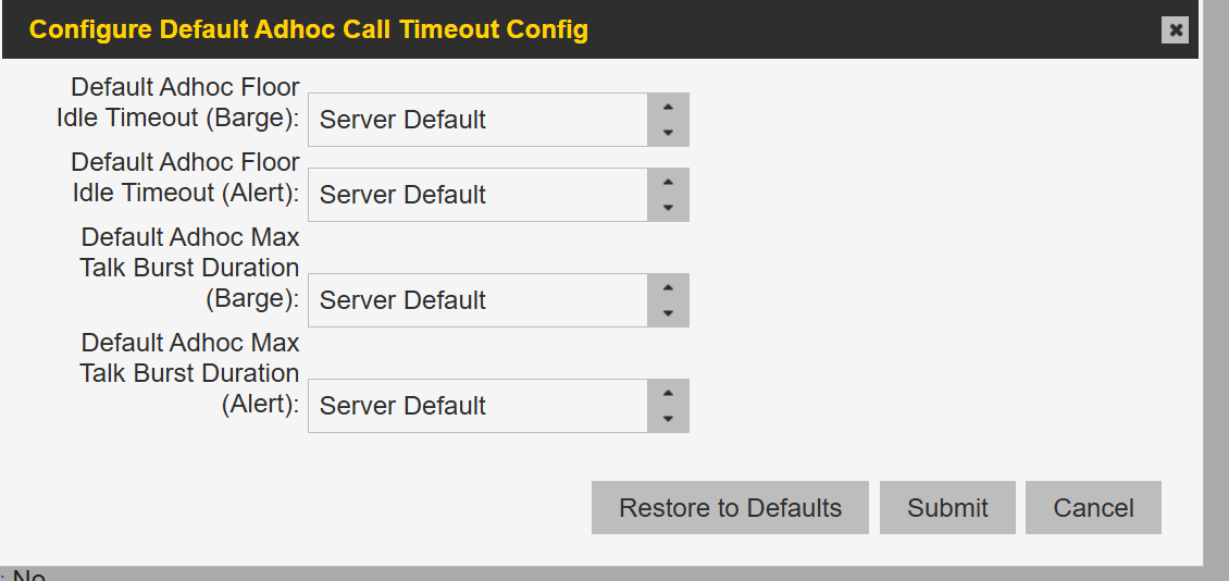 Call Idle Timeout