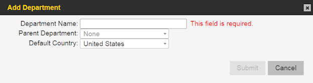 Use Add Department to create a new department.