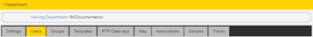 The Department functions provide options for managing users and devices.