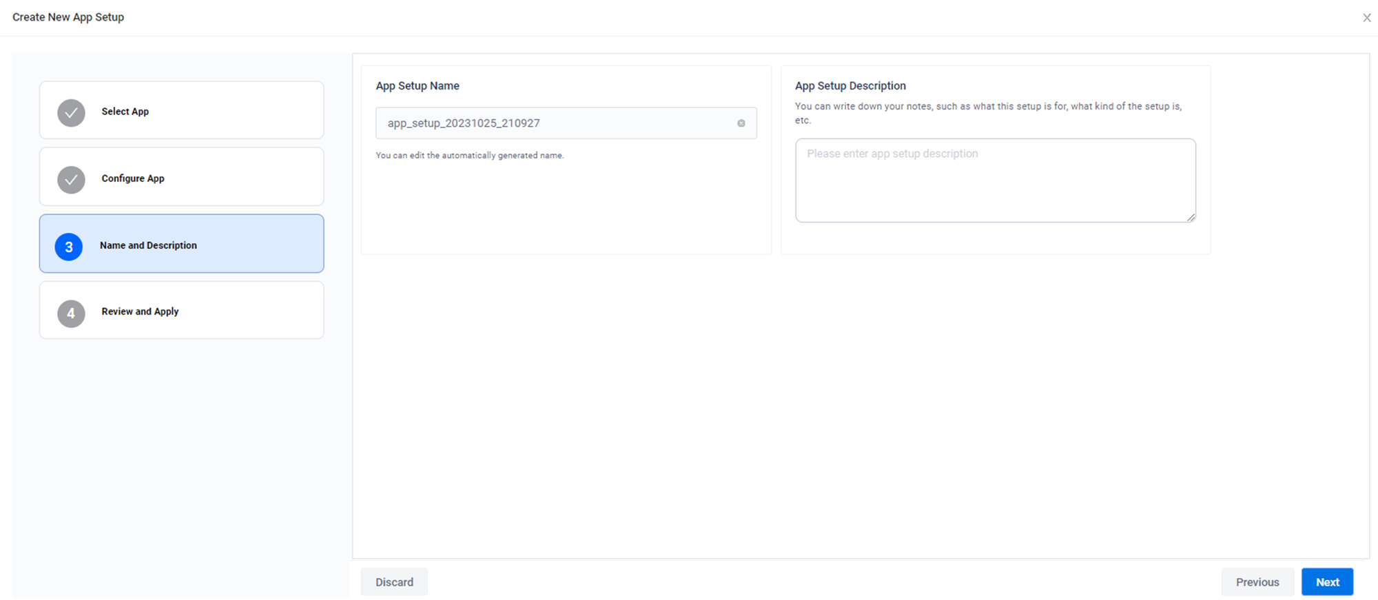 provide a name and description for the device profile