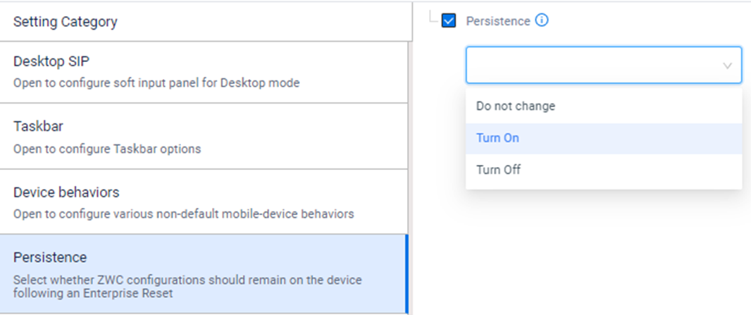 enable or disable persisting the previous configuration on the device without change