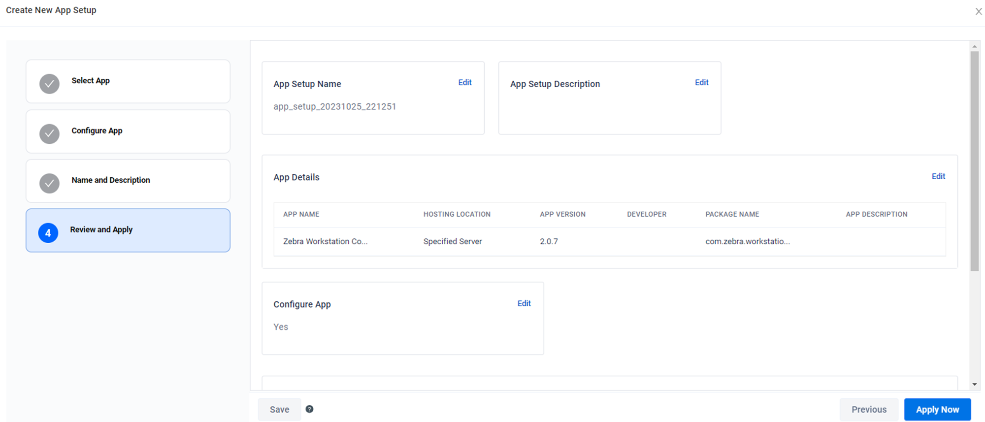 apply the configuration settings and save the profile