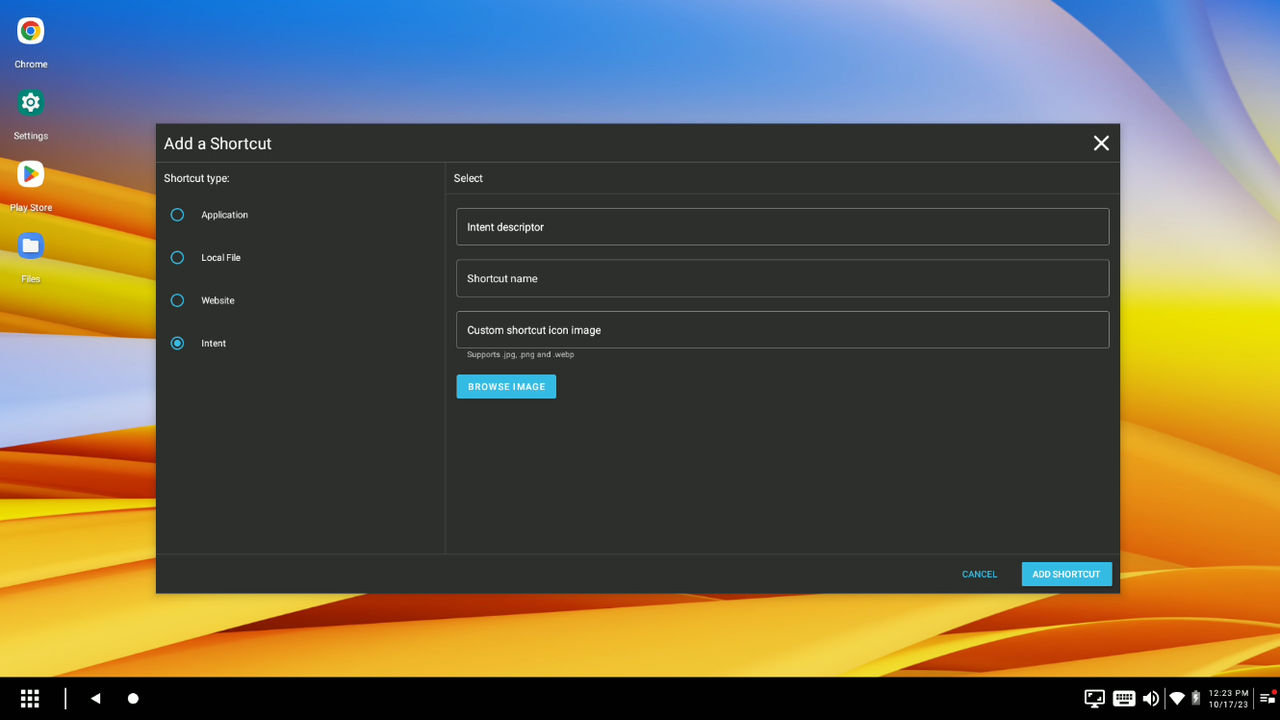 create intent shortcuts for different EMMs