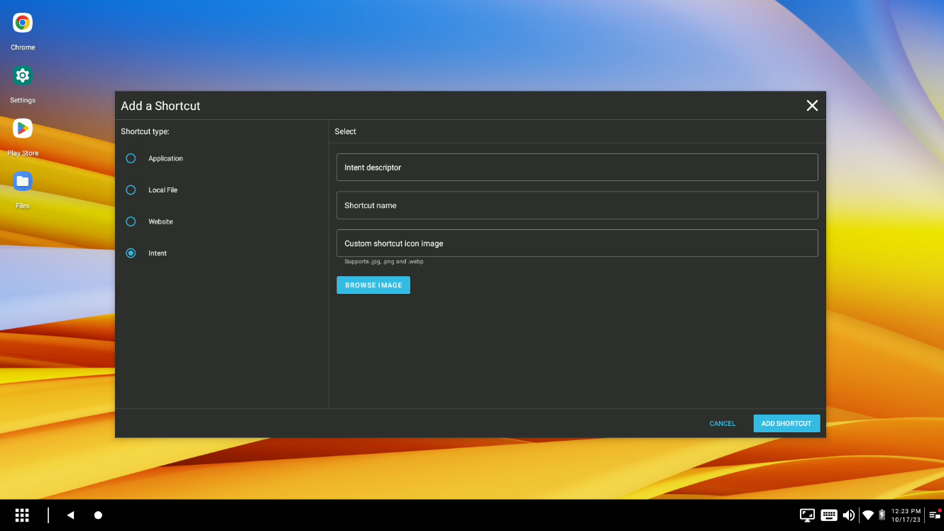 create intent shortcuts for different EMMs