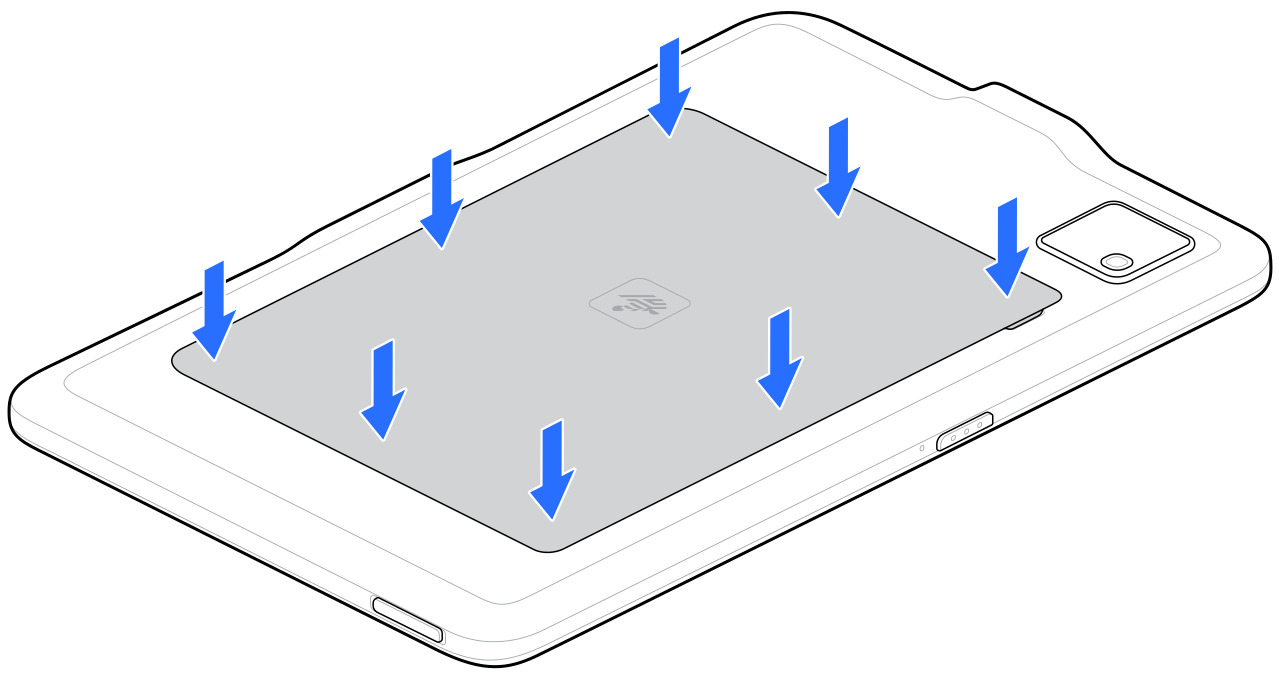Press down all edges of battery cover