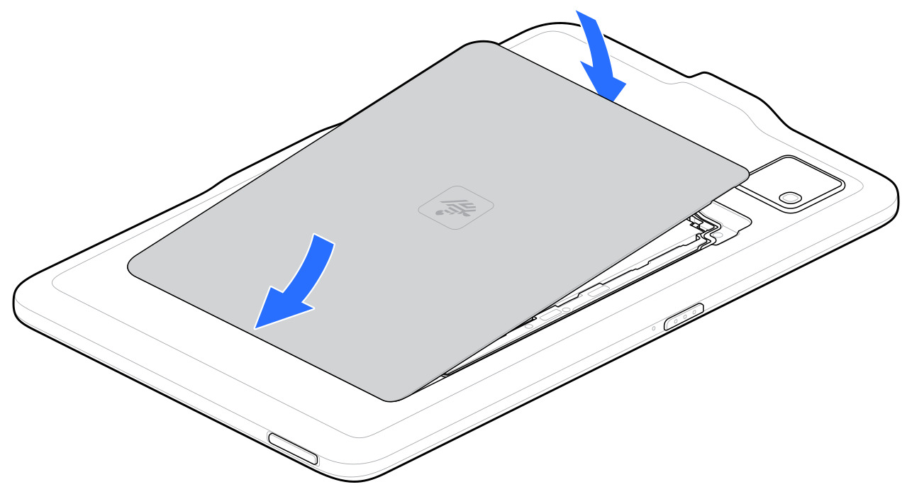 Insert battery cover, tabbed end first