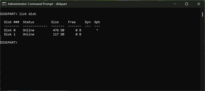command prompt window