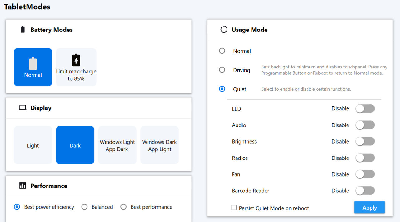tablet modes tab
