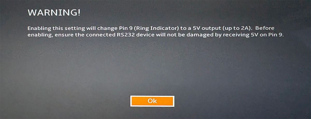 BIOS warning message