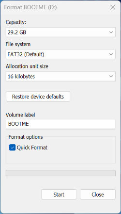format dialog box
