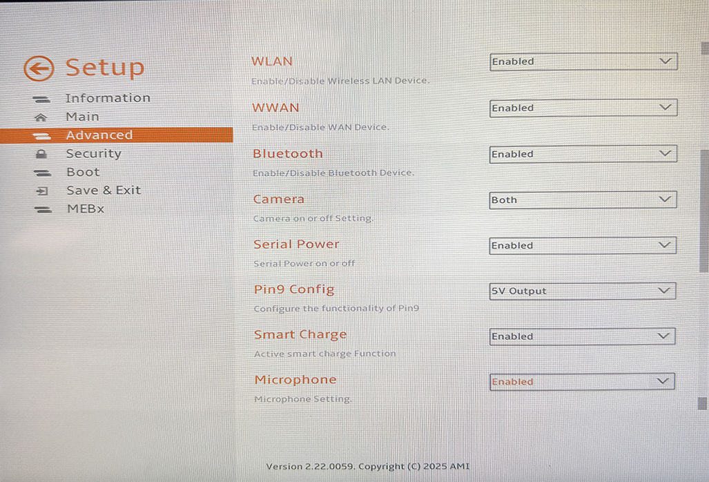 bios screen