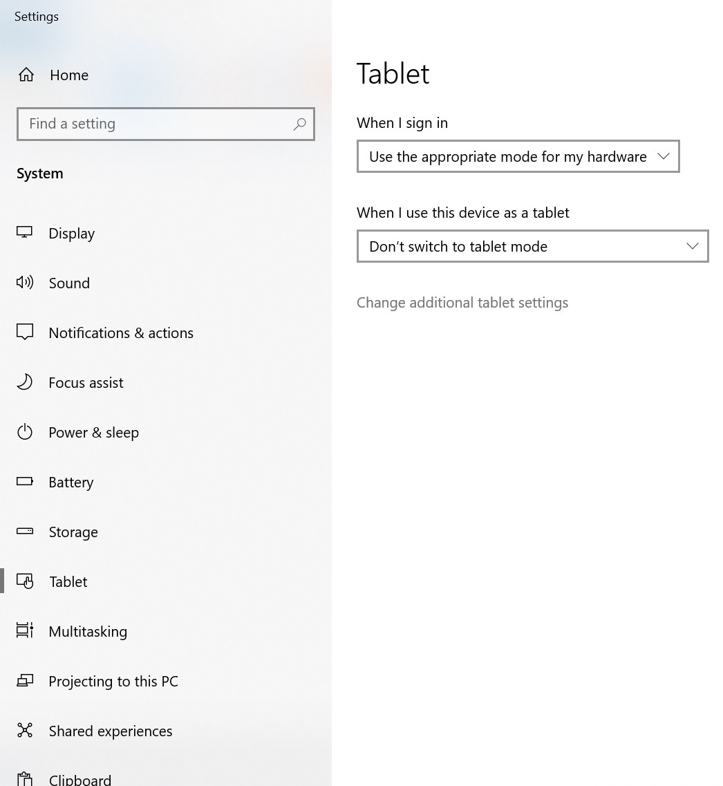 Windows 10 Tablet Mode